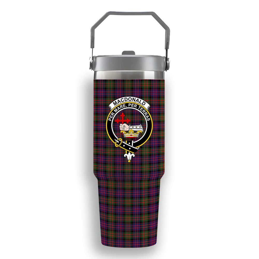 ScotsTee Shop Scottish MacDonald Modern Crest Tartan Flip Straw Tumbler 20oz 30oz