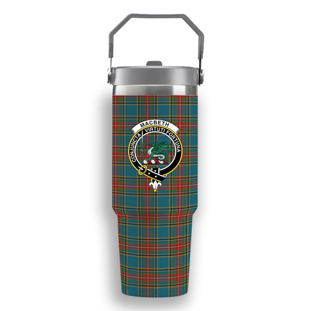 ScotsTee Shop Scottish MacBeth Ancient Crest Tartan Flip Straw Tumbler 20oz 30oz