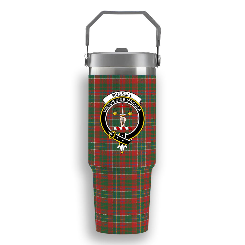 ScotsTee Shop Scottish Russell USA Ancient Crest Tartan Flip Straw Tumbler 20oz 30oz