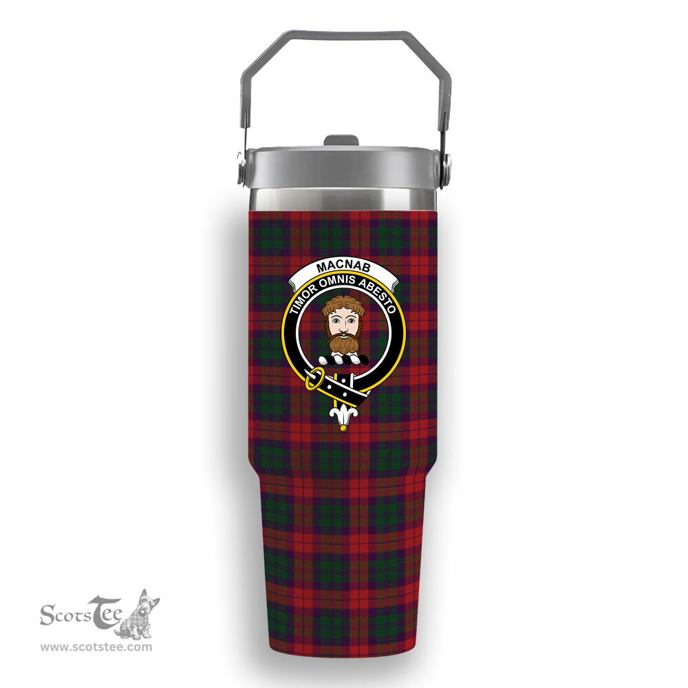 ScotsTee Shop Scottish MacNab 1950 Trade Version Crest Tartan Flip Straw Tumbler 20oz 30oz