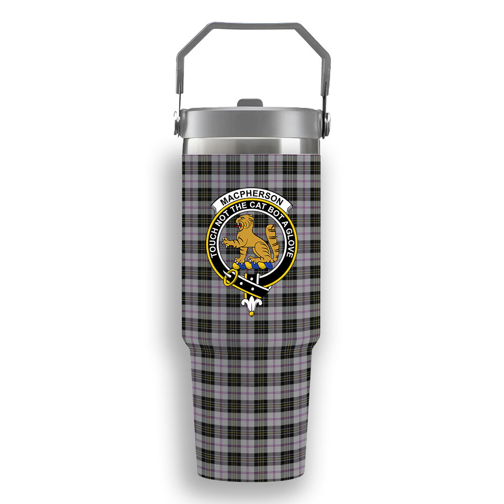 ScotsTee Shop Scottish MacPherson Dress 1951 Crest Tartan Flip Straw Tumbler 20oz 30oz