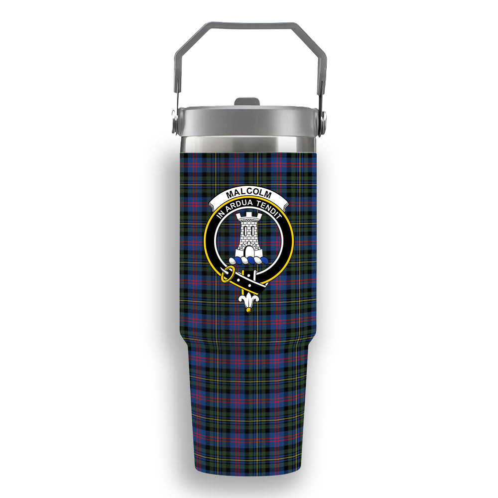 ScotsTee Shop Scottish Malcolm of Berwick Modern Crest Tartan Flip Straw Tumbler 20oz 30oz