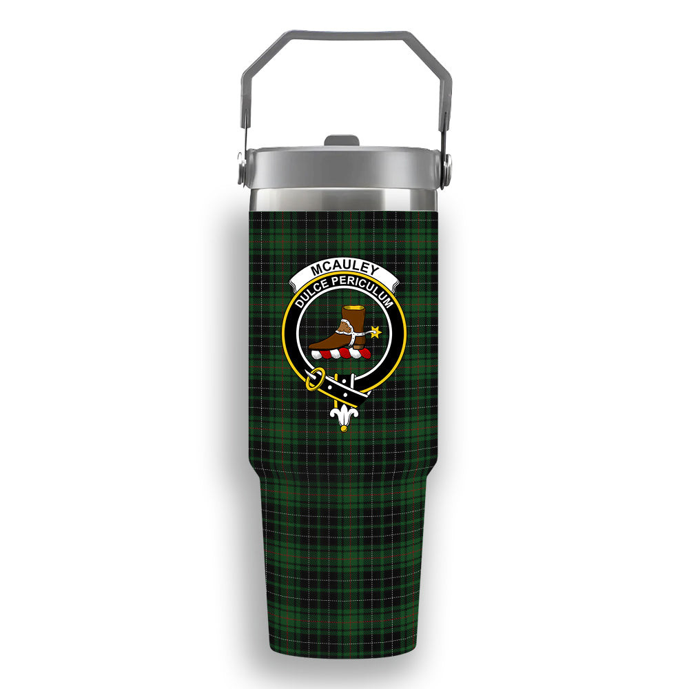 ScotsTee Shop Scottish McAuley Hunting Crest Tartan Flip Straw Tumbler 20oz 30oz