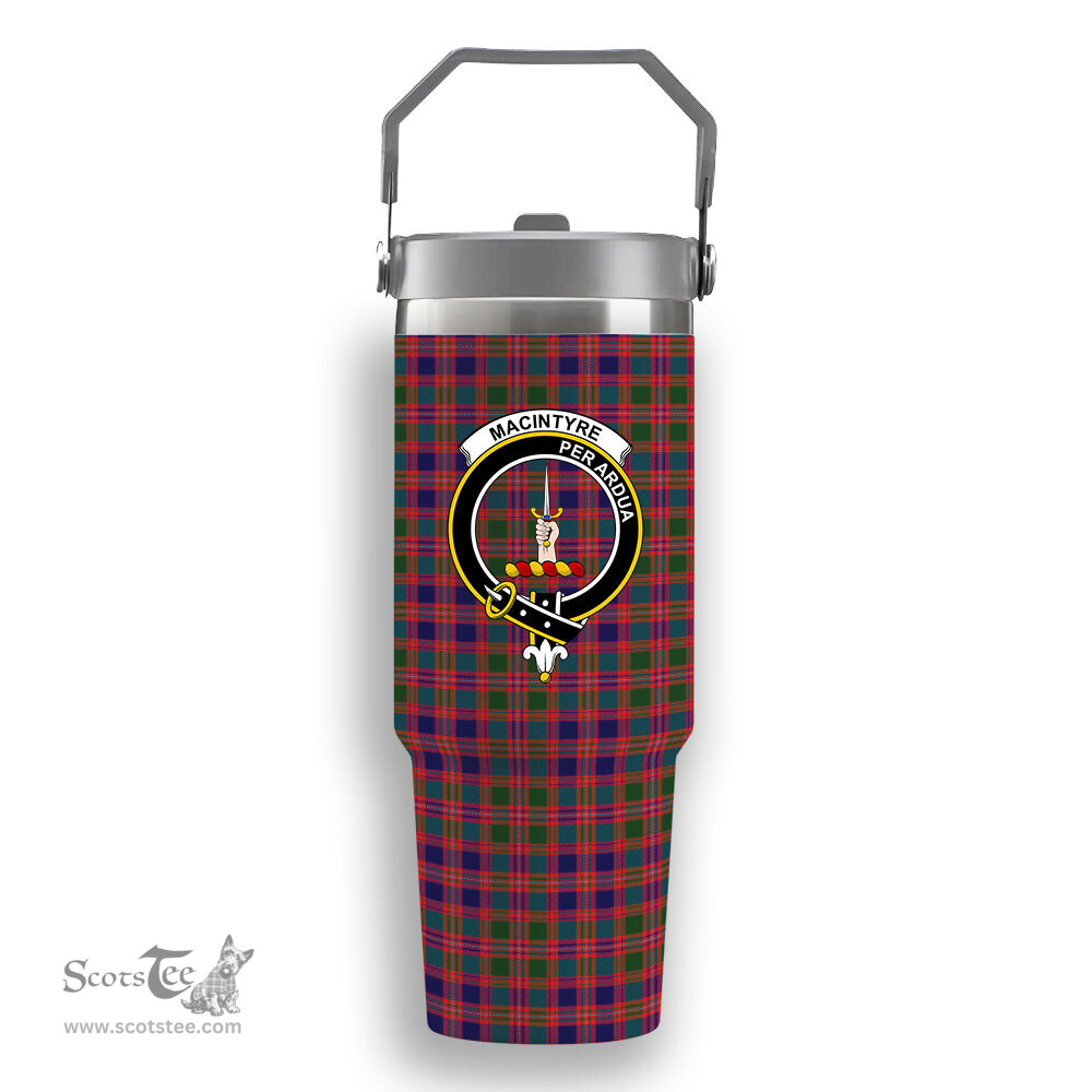 ScotsTee Shop Scottish MacIntyre Modern Crest Tartan Flip Straw Tumbler 20oz 30oz