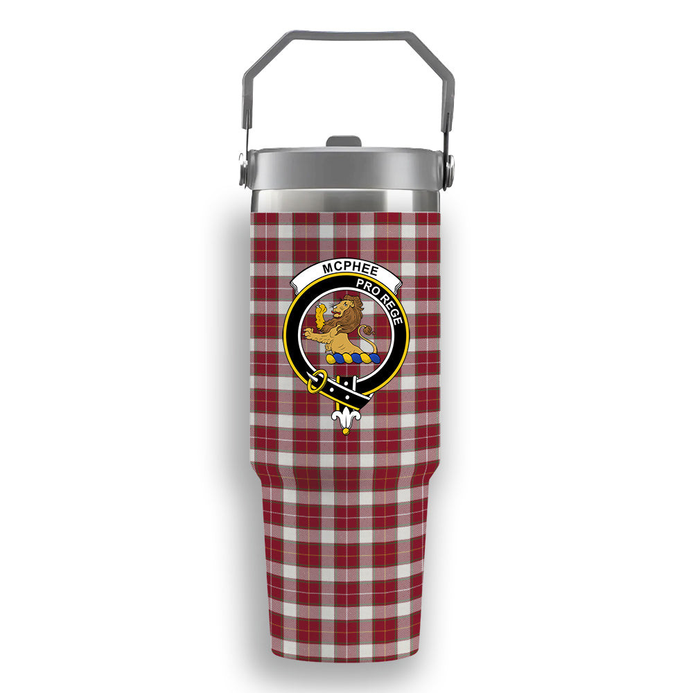 ScotsTee Shop Scottish McPhee Dress Modern Crest Tartan Flip Straw Tumbler 20oz 30oz