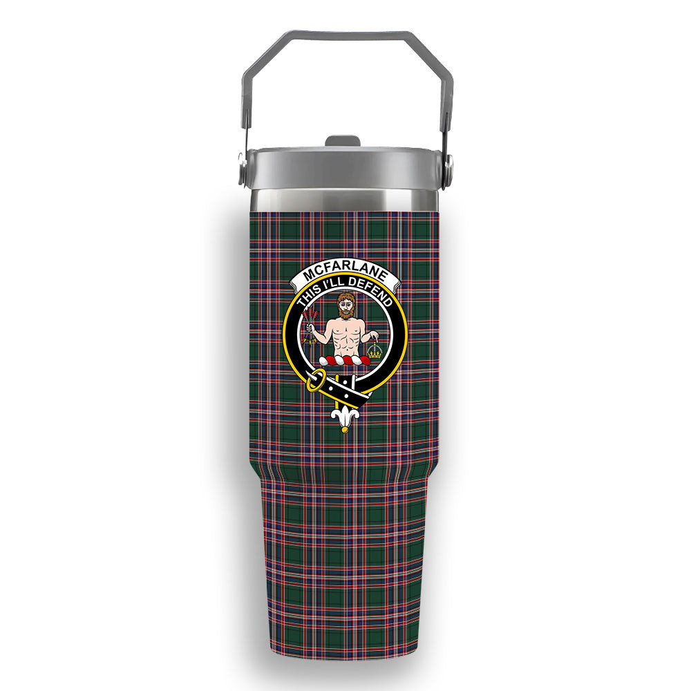 ScotsTee Shop Scottish McFarlane Hunting Modern Crest Tartan Flip Straw Tumbler 20oz 30oz