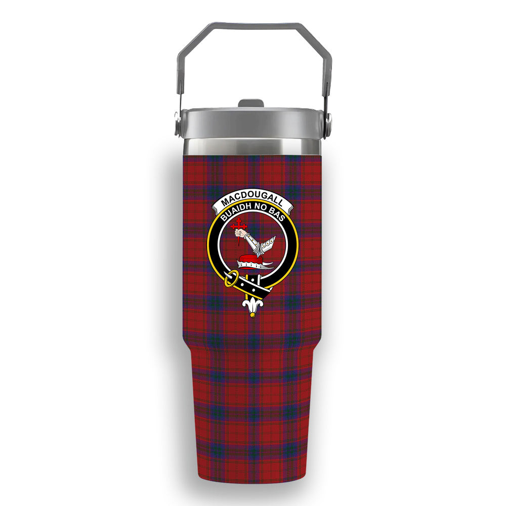 ScotsTee Shop Scottish MacDougall 1842 Crest Tartan Flip Straw Tumbler 20oz 30oz