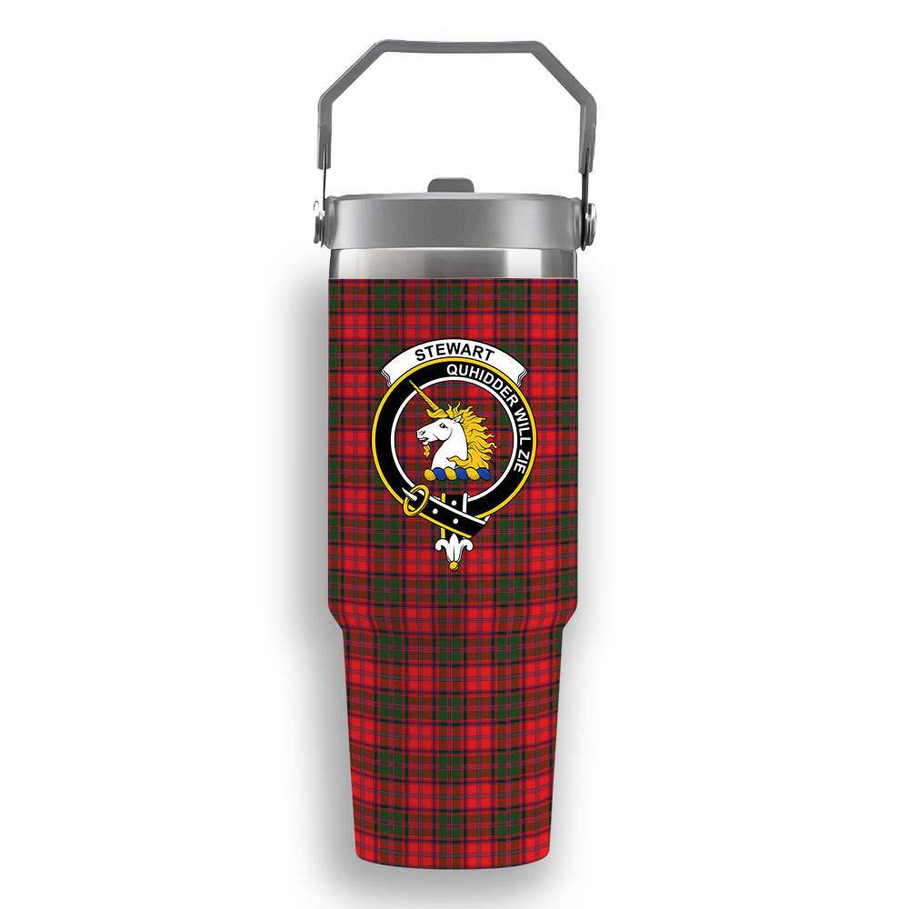 ScotsTee Shop Scottish Stewart of Appin Modern Crest Tartan Flip Straw Tumbler 20oz 30oz