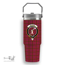 ScotsTee Shop Scottish MacRae Modern Crest Tartan Flip Straw Tumbler 20oz 30oz