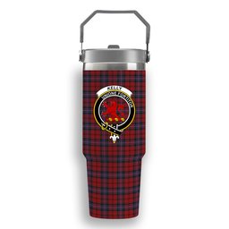 ScotsTee Shop Scottish Kelly of Sleat Red Crest Tartan Flip Straw Tumbler 20oz 30oz