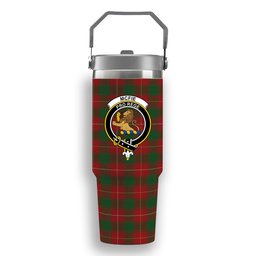 ScotsTee Shop Scottish McFie Crest Tartan Flip Straw Tumbler 20oz 30oz