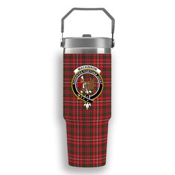ScotsTee Shop Scottish MacKinnon Modern Crest Tartan Flip Straw Tumbler 20oz 30oz