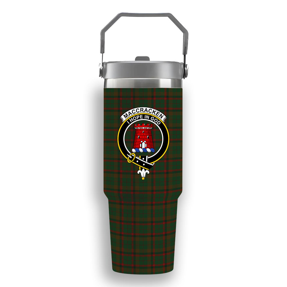 ScotsTee Shop Scottish MacCracken Hunting Crest Tartan Flip Straw Tumbler 20oz 30oz