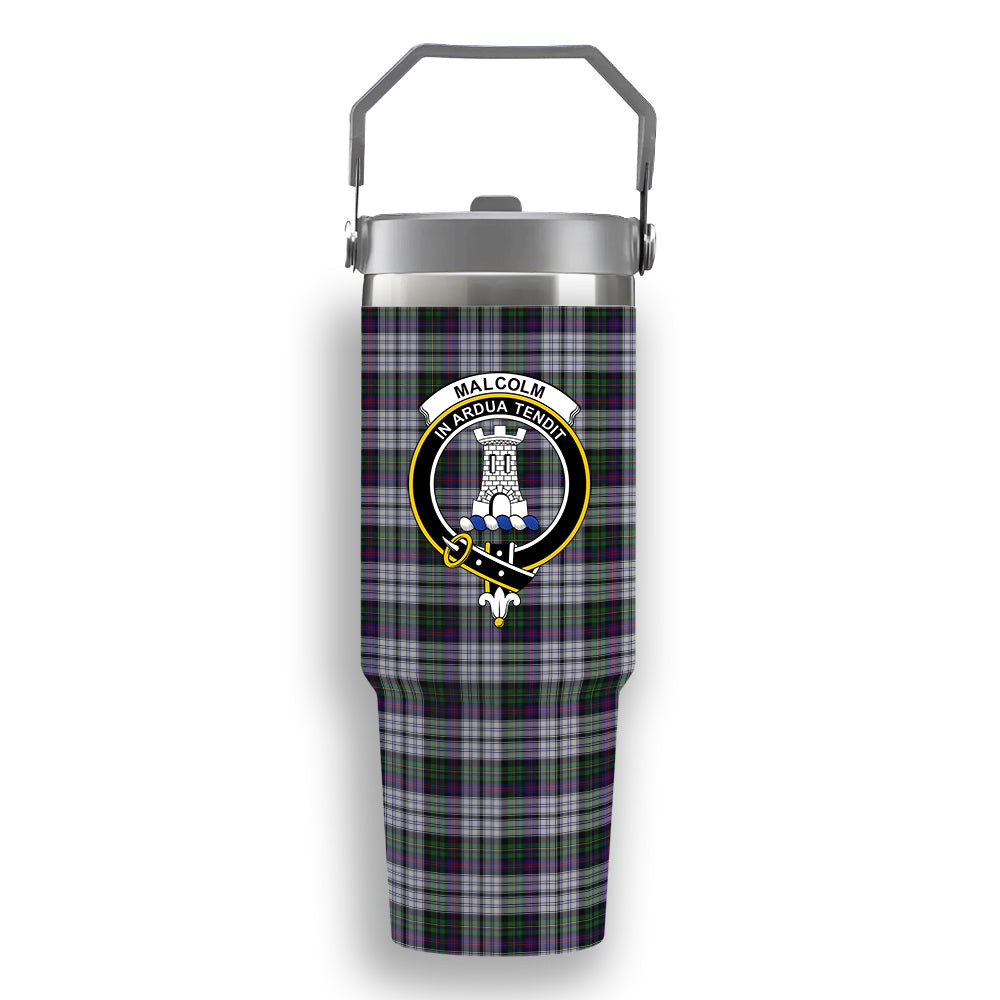 ScotsTee Shop Scottish Malcolm Dress Lochcarron 2005 Crest Tartan Flip Straw Tumbler 20oz 30oz