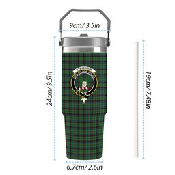ScotsTee Shop Scottish Stevenson Green Crest Tartan Flip Straw Tumbler 20oz 30oz