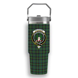 ScotsTee Shop Scottish Stevenson Green Crest Tartan Flip Straw Tumbler 20oz 30oz
