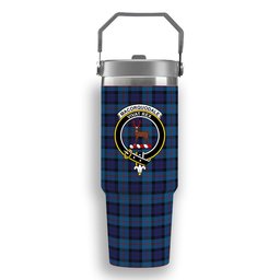 ScotsTee Shop Scottish MacCorquodale 2 Crest Tartan Flip Straw Tumbler 20oz 30oz