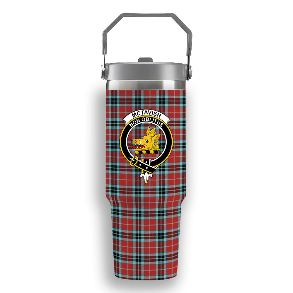 ScotsTee Shop Scottish McTavish Ancient Crest Tartan Flip Straw Tumbler 20oz 30oz