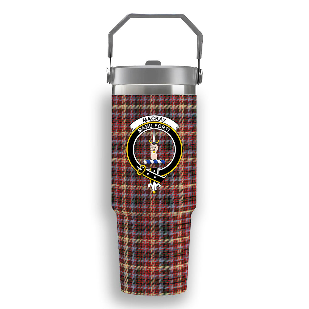 ScotsTee Shop Scottish MacKay of Strathnaver Modern Crest Tartan Flip Straw Tumbler 20oz 30oz