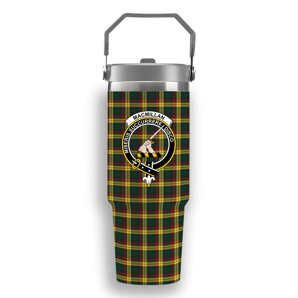 ScotsTee Shop Scottish MacMillan Old Modern Crest Tartan Flip Straw Tumbler 20oz 30oz