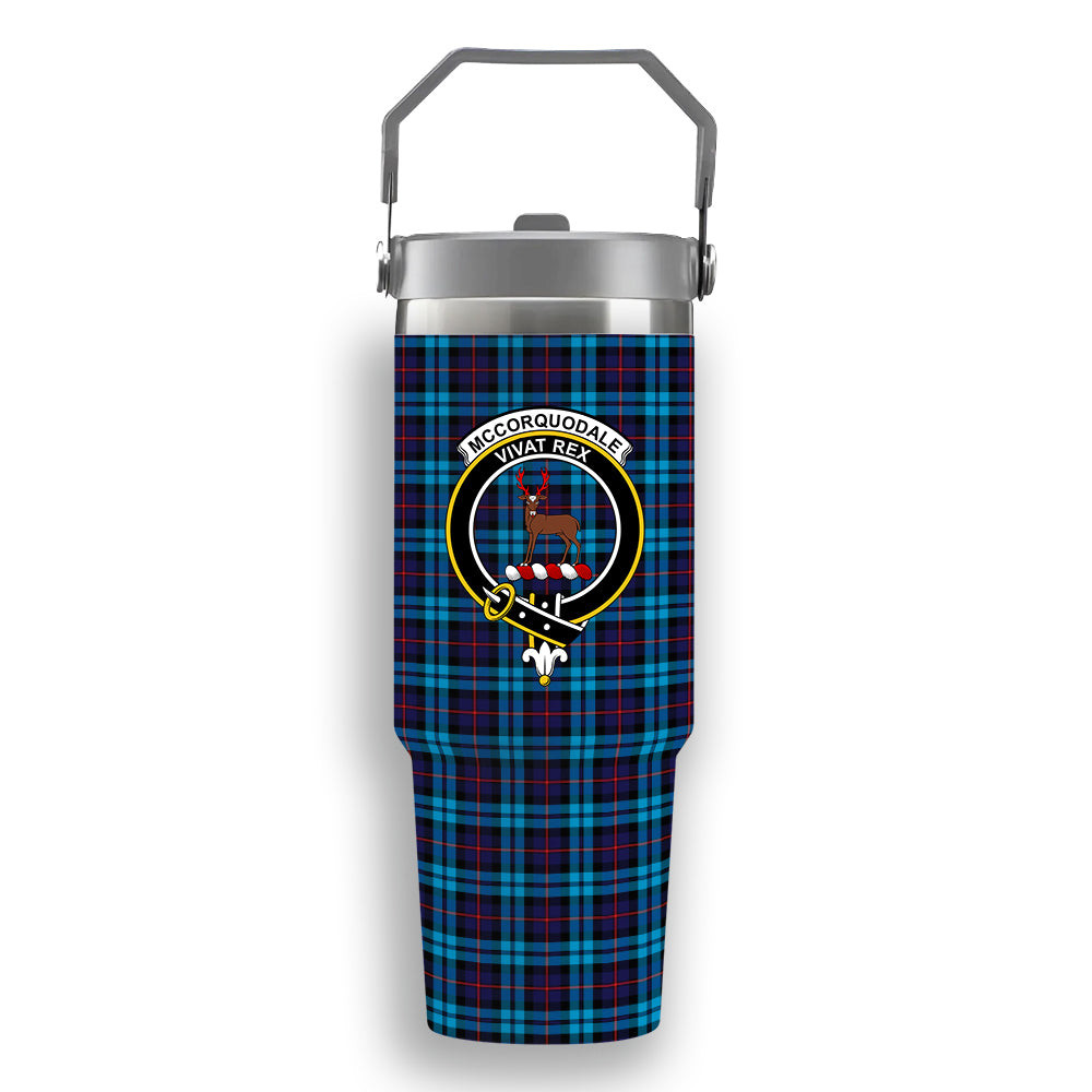 ScotsTee Shop Scottish McCorquodale SC Crest Tartan Flip Straw Tumbler 20oz 30oz