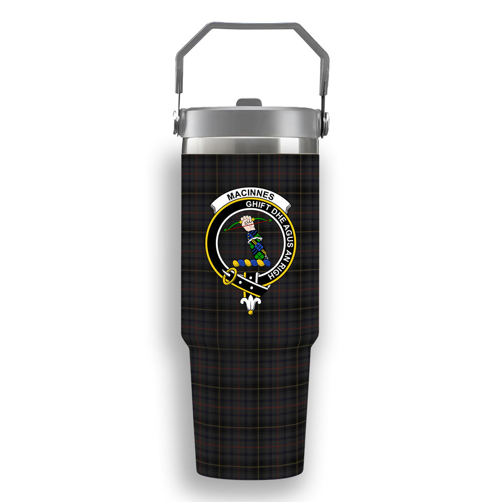 ScotsTee Shop Scottish MacInnes Homecoming Crest Tartan Flip Straw Tumbler 20oz 30oz