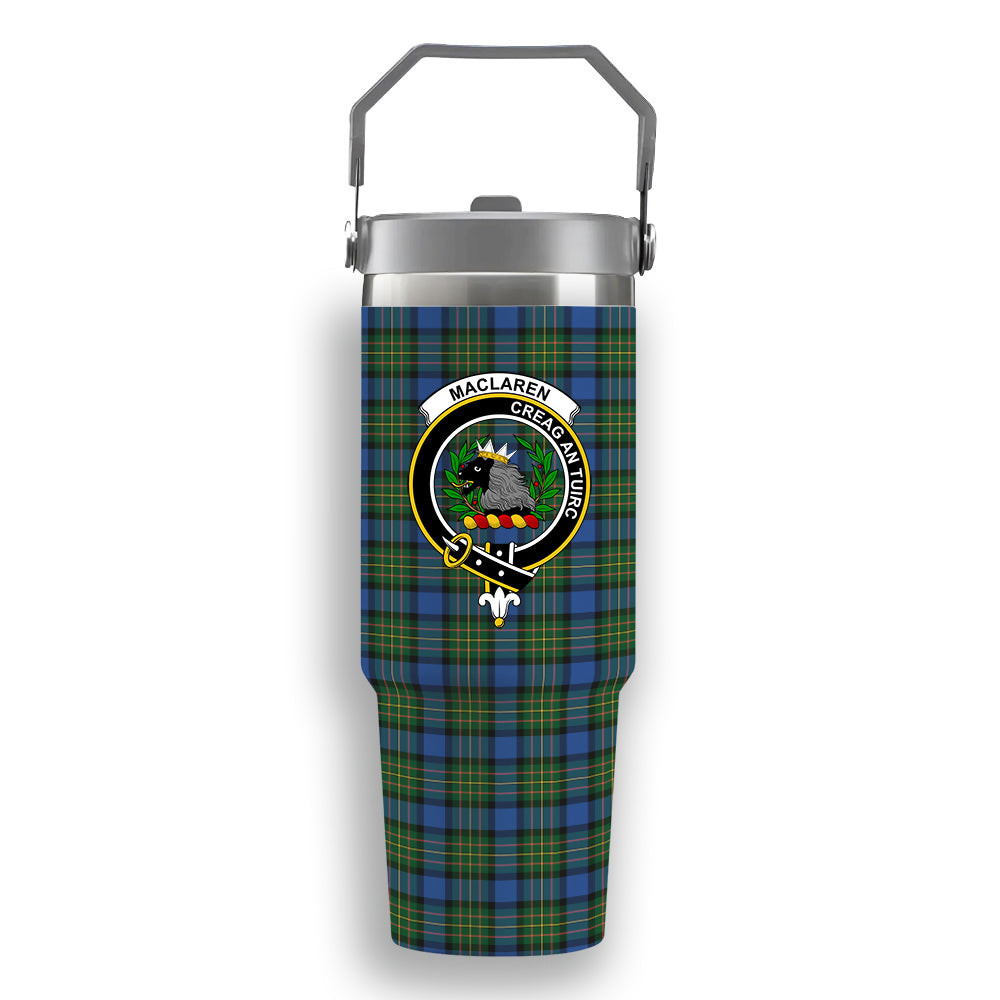 ScotsTee Shop Scottish MacLaren Ancient Crest Tartan Flip Straw Tumbler 20oz 30oz