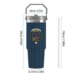 ScotsTee Shop Scottish MacCorquodale Crest Tartan Flip Straw Tumbler 20oz 30oz