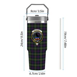 ScotsTee Shop Scottish MacDonell of Glengarry 3 Crest Tartan Flip Straw Tumbler 20oz 30oz