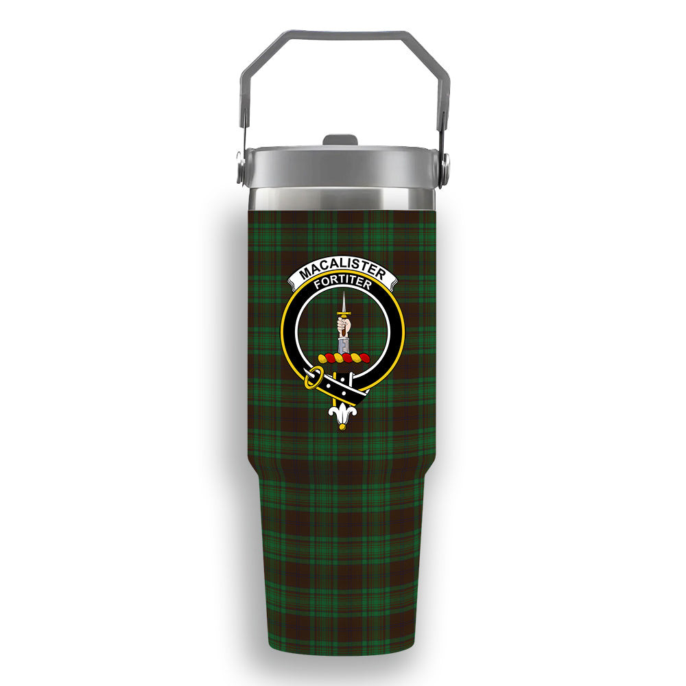 ScotsTee Shop Scottish MacAlister of Glenbarr Hunting Crest Tartan Flip Straw Tumbler 20oz 30oz