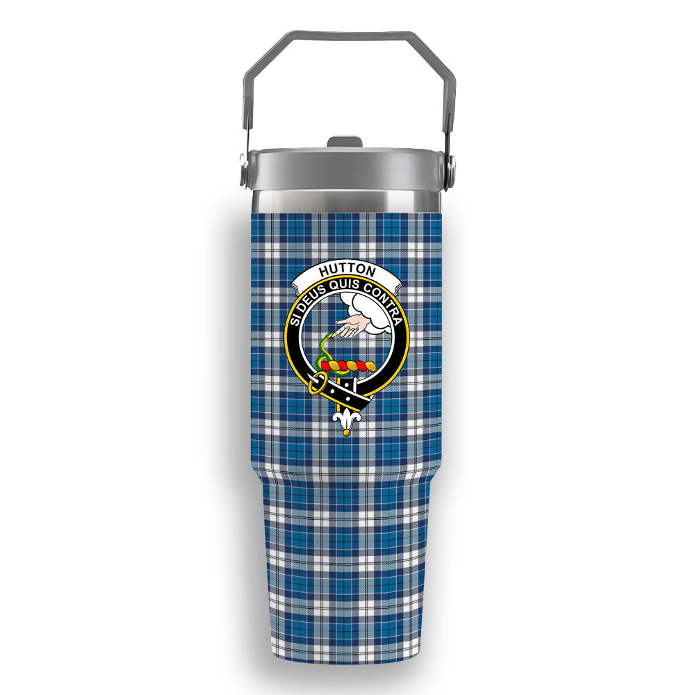 ScotsTee Shop Scottish Hutton SC Crest Tartan Flip Straw Tumbler 20oz 30oz