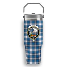 ScotsTee Shop Scottish Hutton SC Crest Tartan Flip Straw Tumbler 20oz 30oz