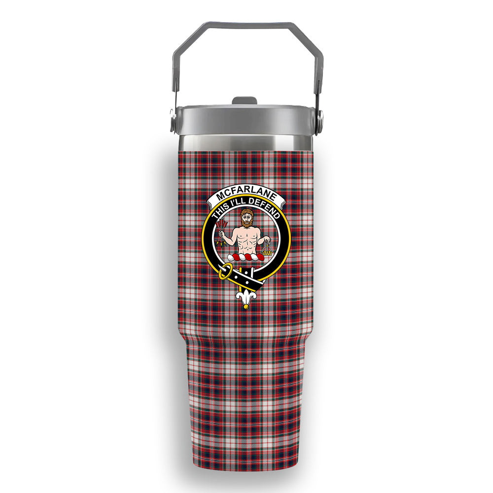 ScotsTee Shop Scottish McFarlane Dress Modern Crest Tartan Flip Straw Tumbler 20oz 30oz