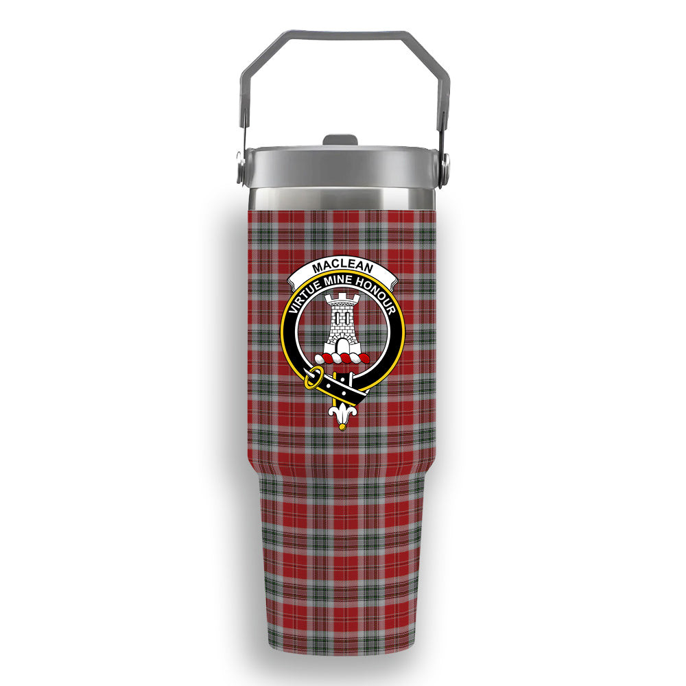 ScotsTee Shop Scottish MacLean of Duart Dress 2 Crest Tartan Flip Straw Tumbler 20oz 30oz