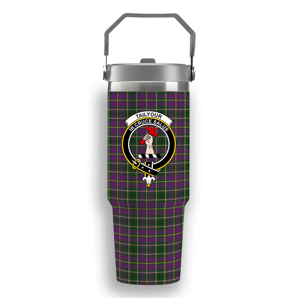 ScotsTee Shop Scottish Tailyour Crest Tartan Flip Straw Tumbler 20oz 30oz