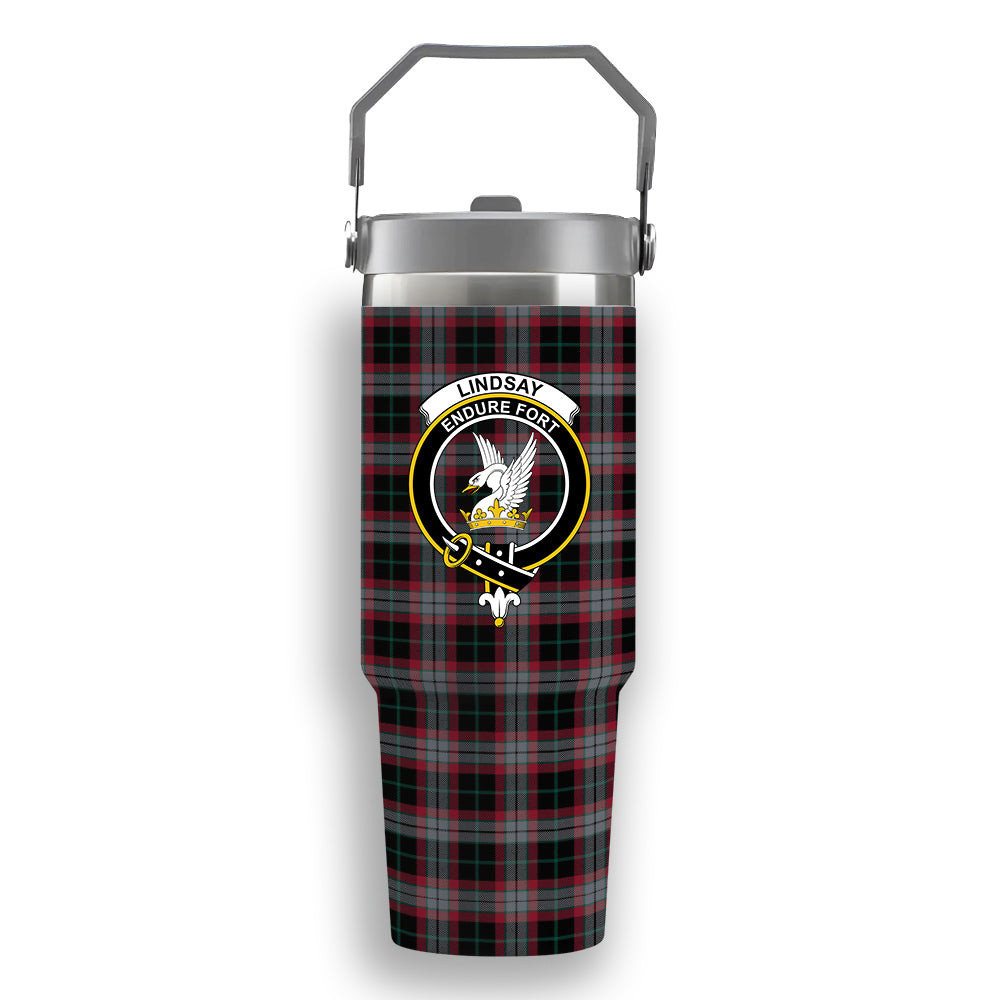 ScotsTee Shop Scottish Lindsay Hunting Modern Crest Tartan Flip Straw Tumbler 20oz 30oz