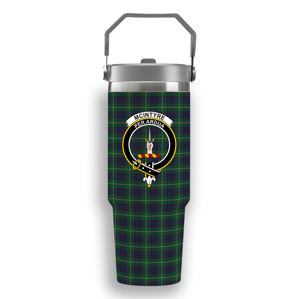 ScotsTee Shop Scottish McIntyre Hunting Crest Tartan Flip Straw Tumbler 20oz 30oz