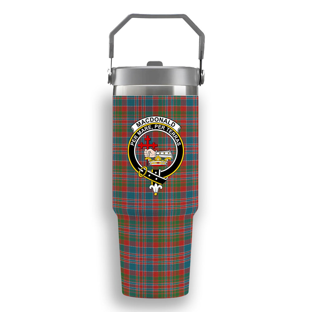 ScotsTee Shop Scottish MacDonald of Boisdale Ancient Crest Tartan Flip Straw Tumbler 20oz 30oz