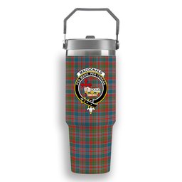 ScotsTee Shop Scottish MacDonald of Boisdale Ancient Crest Tartan Flip Straw Tumbler 20oz 30oz
