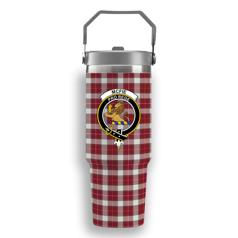 ScotsTee Shop Scottish McFie Dress Modern Crest Tartan Flip Straw Tumbler 20oz 30oz