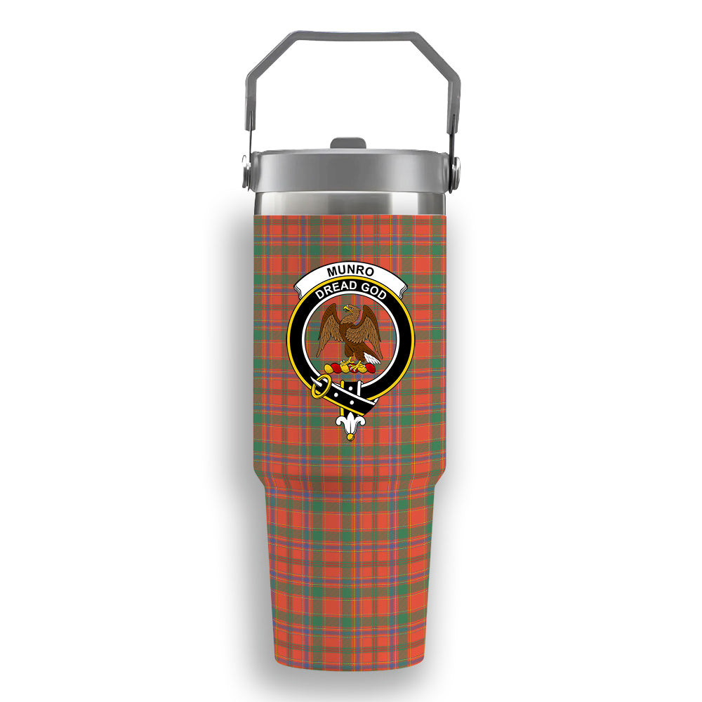 ScotsTee Shop Scottish Munro Ancient Crest Tartan Flip Straw Tumbler 20oz 30oz