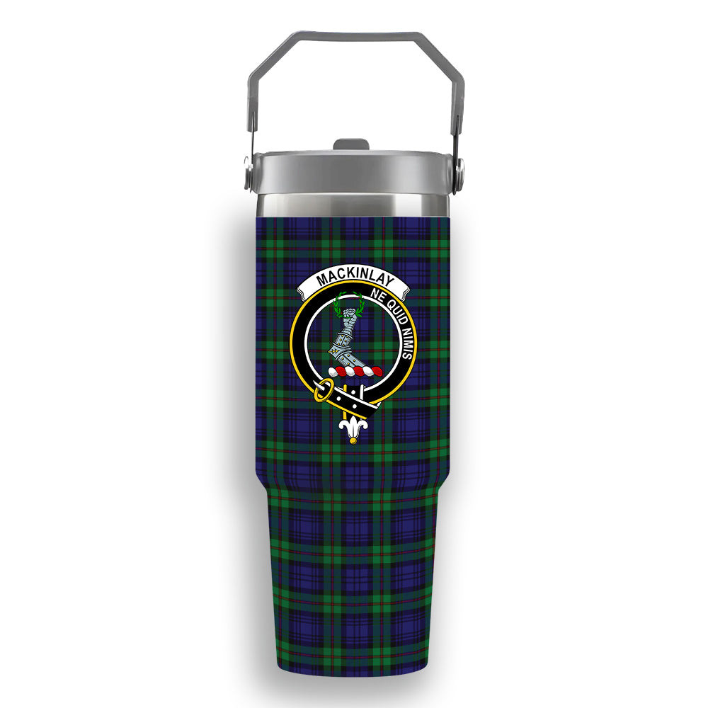 ScotsTee Shop Scottish MacKinlay Modern Crest Tartan Flip Straw Tumbler 20oz 30oz