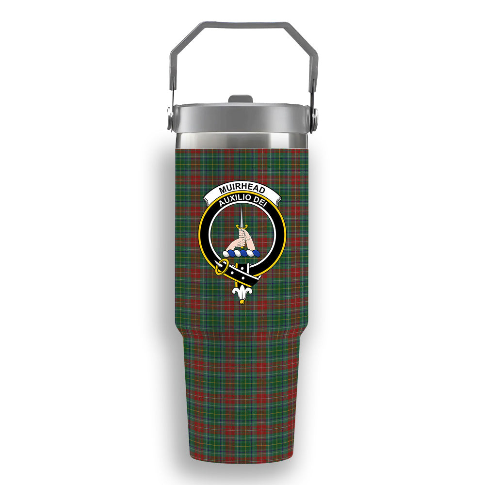 ScotsTee Shop Scottish Muirhead Crest Tartan Flip Straw Tumbler 20oz 30oz