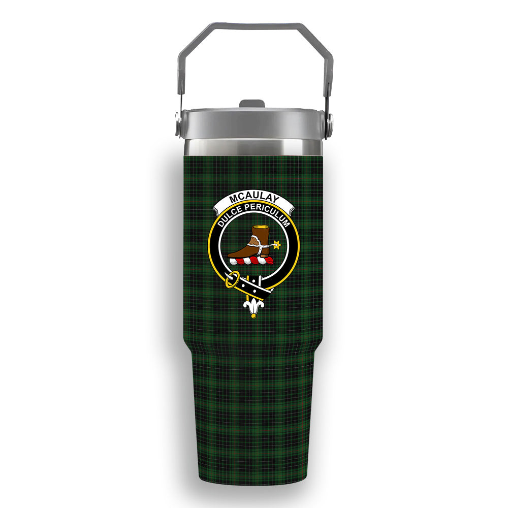 ScotsTee Shop Scottish McAulay Hunting Crest Tartan Flip Straw Tumbler 20oz 30oz