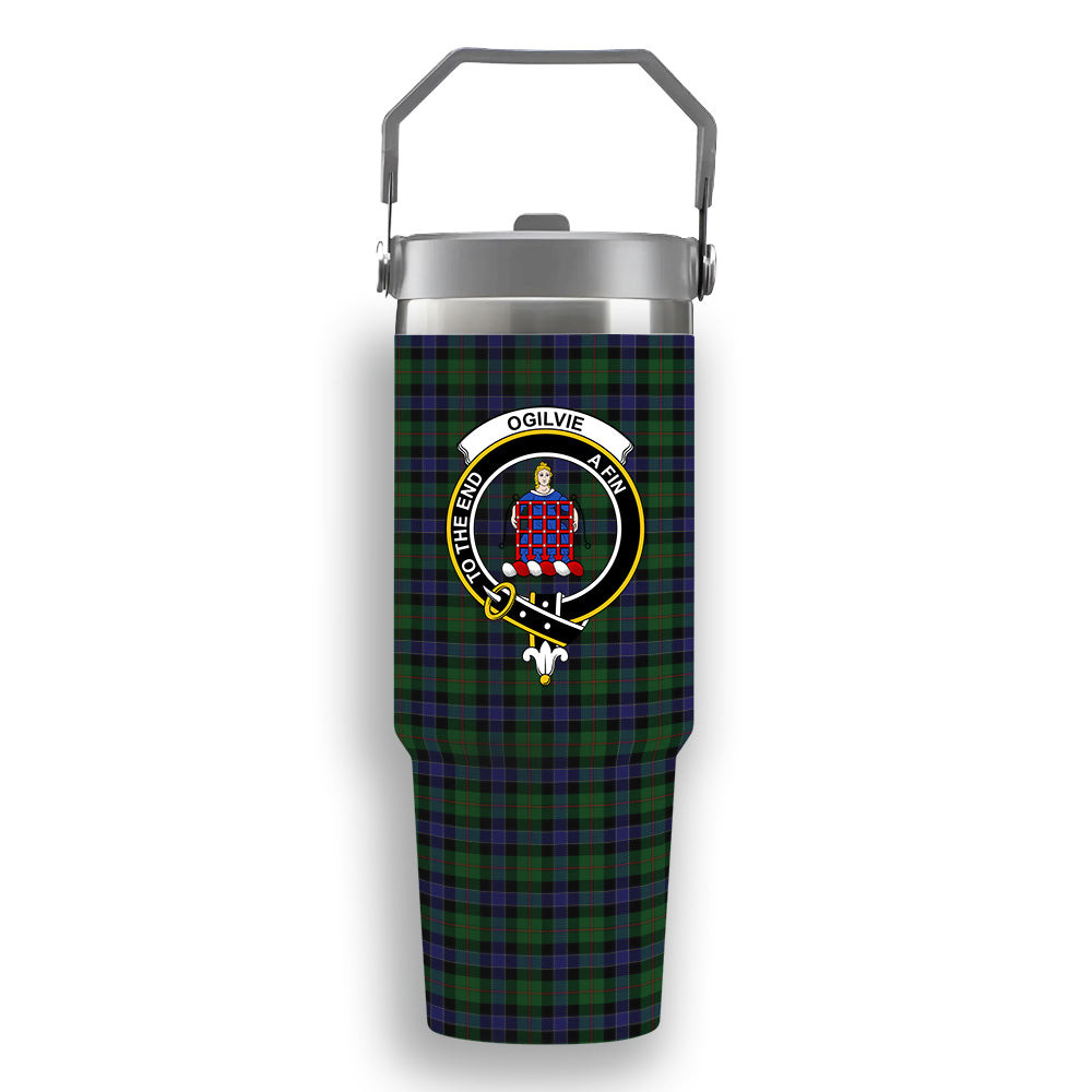ScotsTee Shop Scottish Ogilvie of Inverarity VS 2 Crest Tartan Flip Straw Tumbler 20oz 30oz