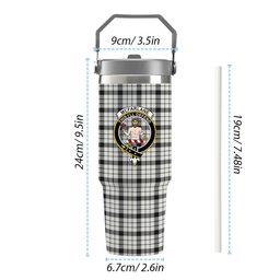 ScotsTee Shop Scottish McFarlane Black White Ancient Crest Tartan Flip Straw Tumbler 20oz 30oz
