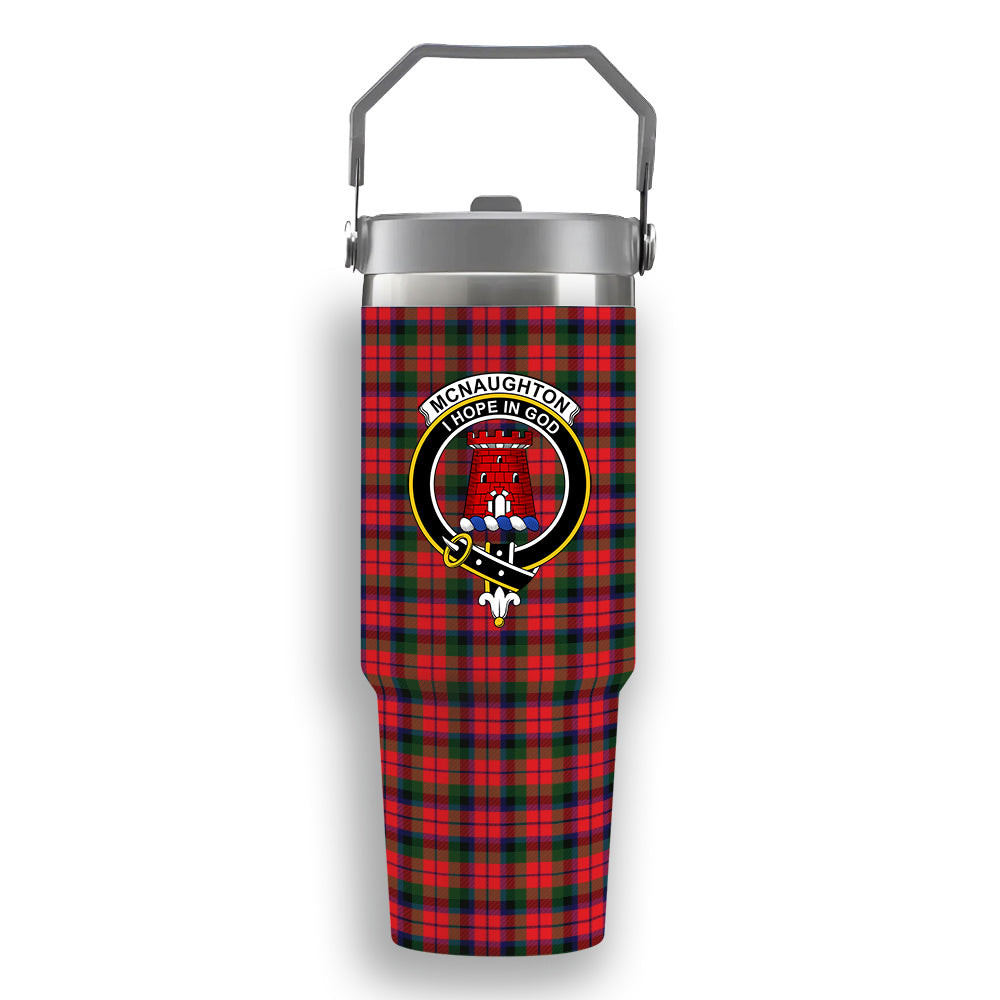 ScotsTee Shop Scottish McNaughton Modern Crest Tartan Flip Straw Tumbler 20oz 30oz