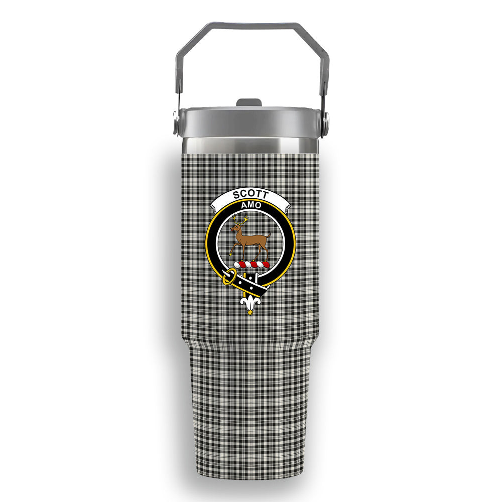 ScotsTee Shop Scottish Scott Black and White Ancient Crest Tartan Flip Straw Tumbler 20oz 30oz
