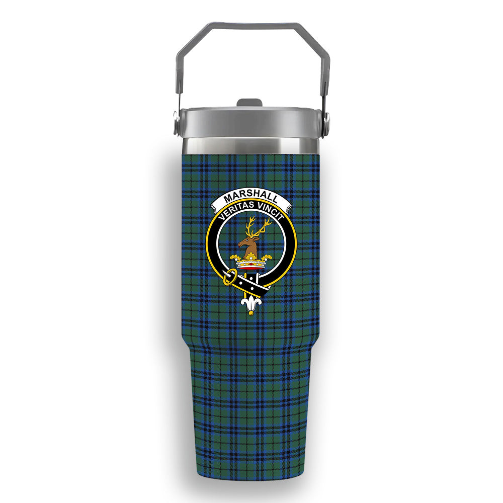 ScotsTee Shop Scottish Marshall Crest Tartan Flip Straw Tumbler 20oz 30oz
