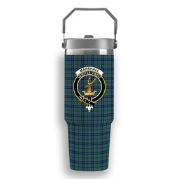 ScotsTee Shop Scottish Marshall Crest Tartan Flip Straw Tumbler 20oz 30oz